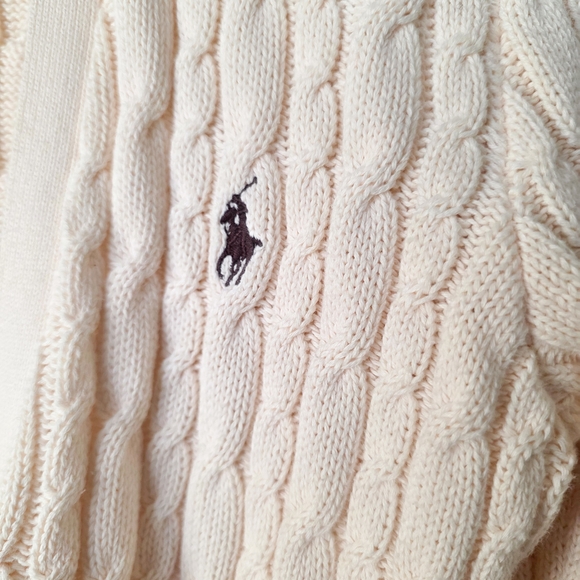 RALPH LAUREN Classic Cream Cable Knit Cardigan - Picture 3 of 4